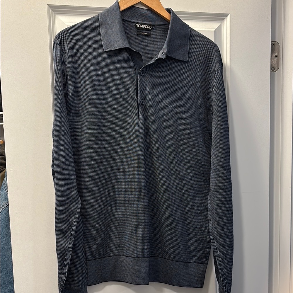 Tom Ford Slim Fit Cashmere and Silk-Blend Blue Polo Shirt